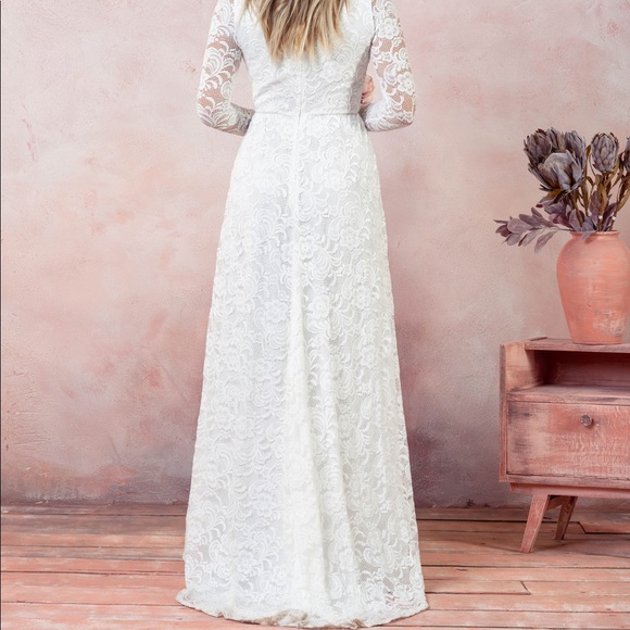 ❗️NEW❗️Ivory Soft Lace Long Wedding Dress - Picture 4 of 9